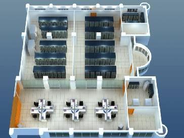 海南某衛生局直觀(guān)機房，3D機房監控界面設計